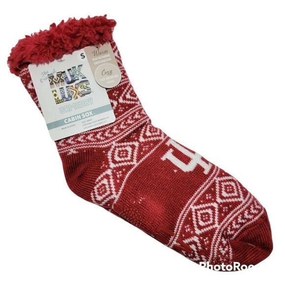MUK LUKS Slipper Socks Indiana University Hoosiers Small Womens Sz 6-8 Mens 5-7 - Picture 1 of 11